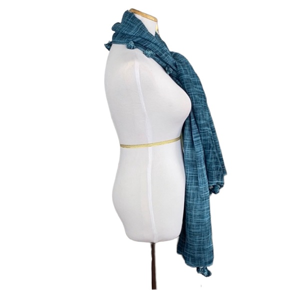 Cute and Casual Teal Tassel Scarf - Picture 6 of 15